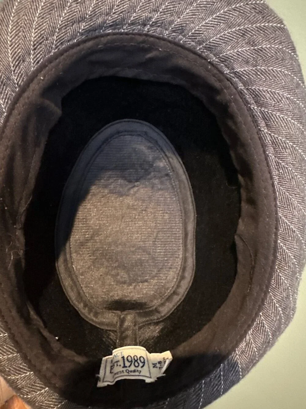 Peace Est. 1989 Kids Gray Herringbone Fedora Trilby Hat Youth M 7-1/8 Eagle